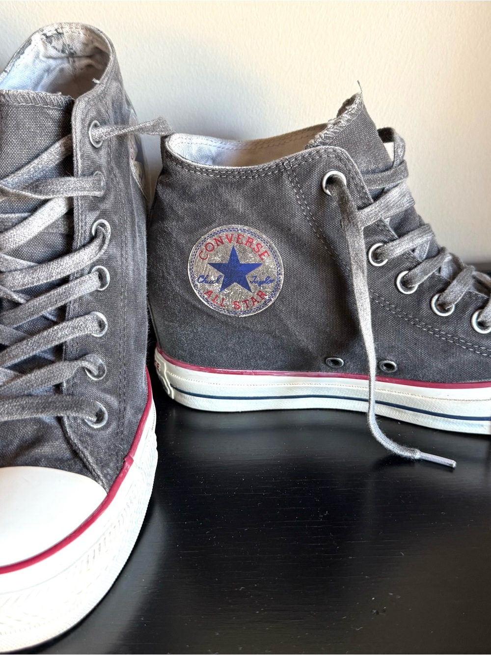 Converse Chuck Taylor All Stars Elevated Heel High Tops Gray Canvas Women’s 9